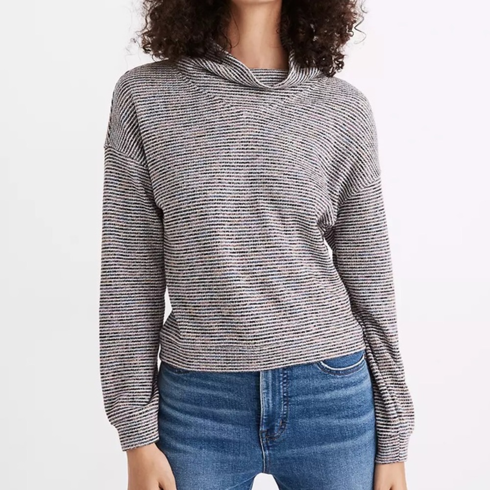 Madewell Textured Turtleneck Top in Rainbow Rib Sz M